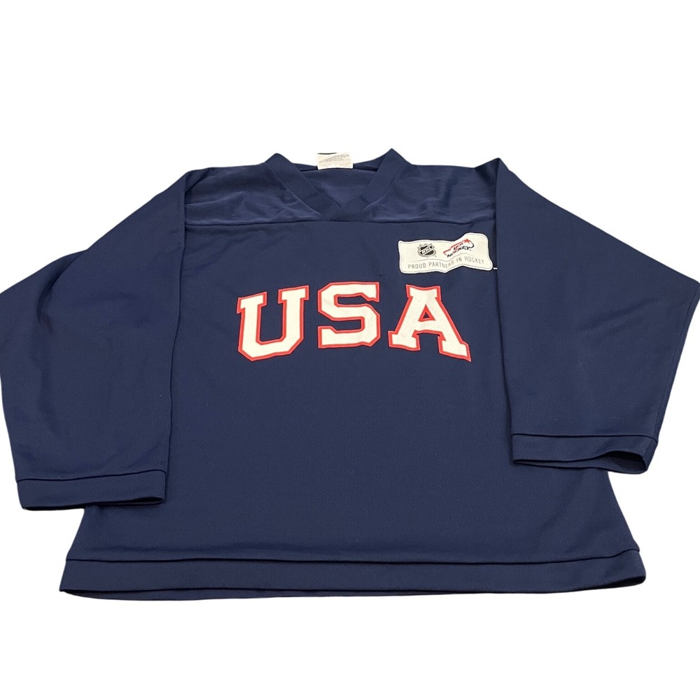 K1 Sportswear Hockey Jersey Youth L Navy Blue USA NHL Proud Partners